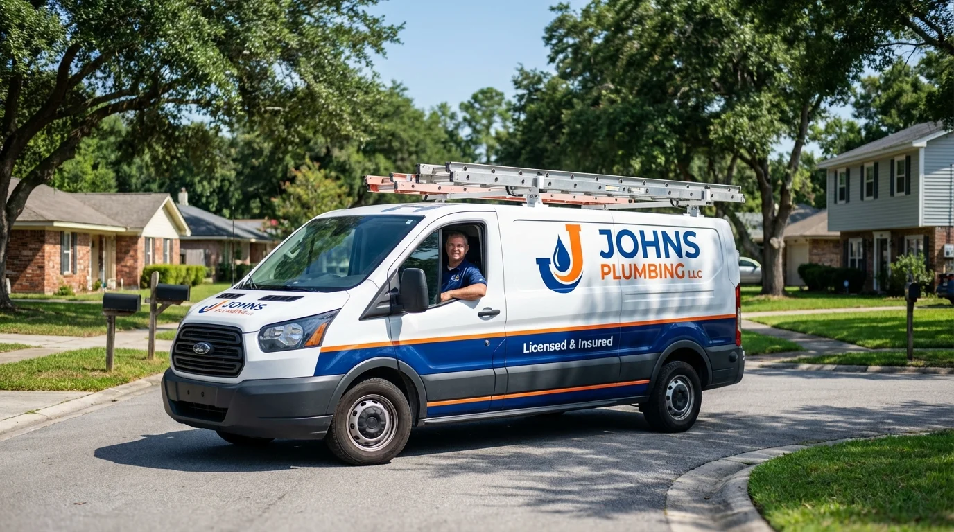 Johns Plumbing LLC service van in Pittsville, MD