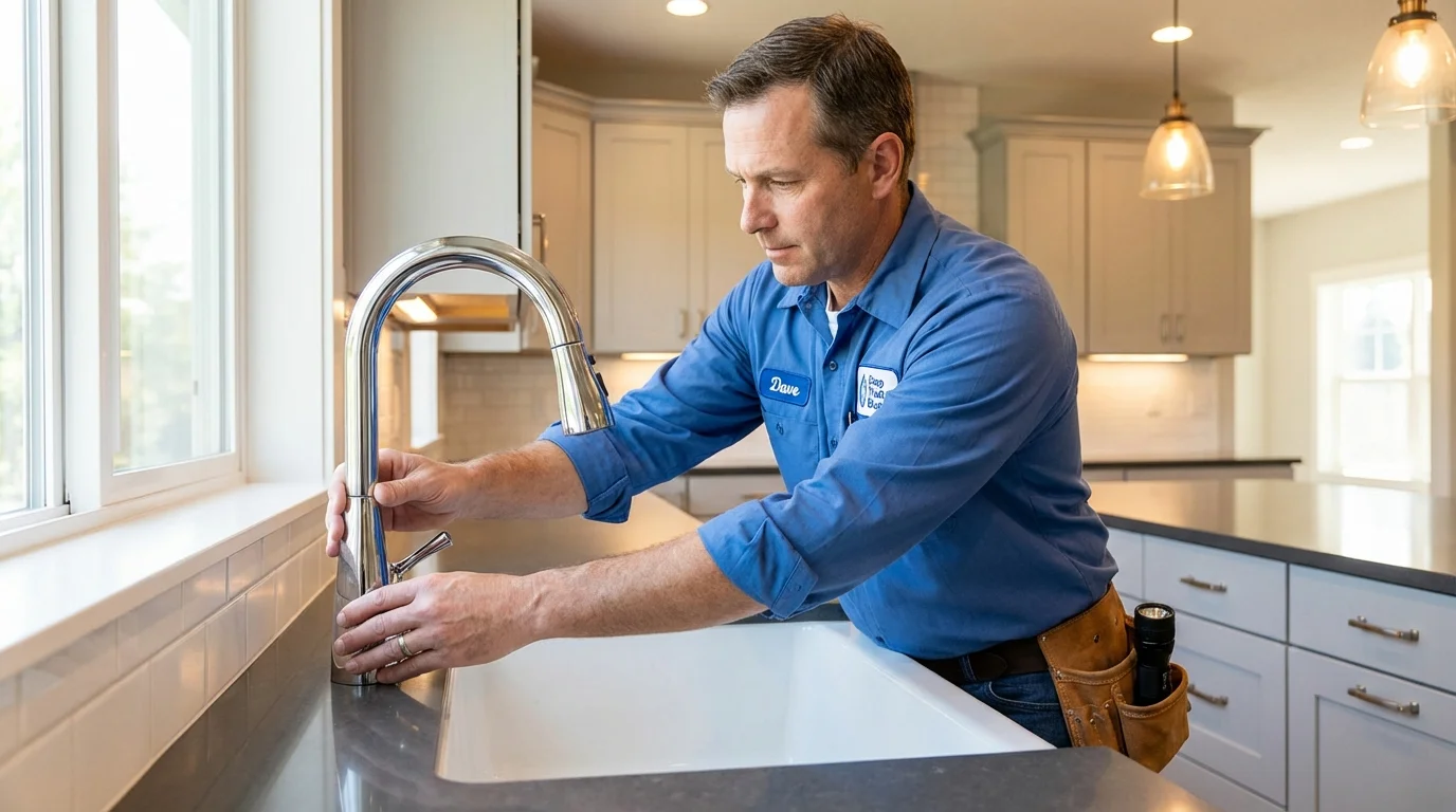 Kitchen faucet installation by Johns Plumbing LLC in Pittsville